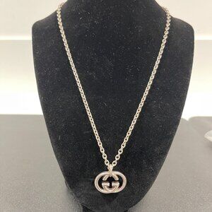 Gucci Sterling Silver Britt Necklace Double GG (109415)